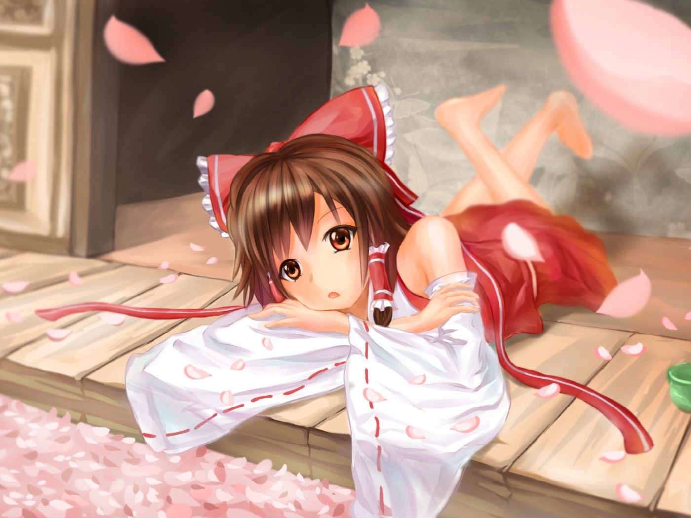 Hakurei Reimu Girl Sakura Bow Anime