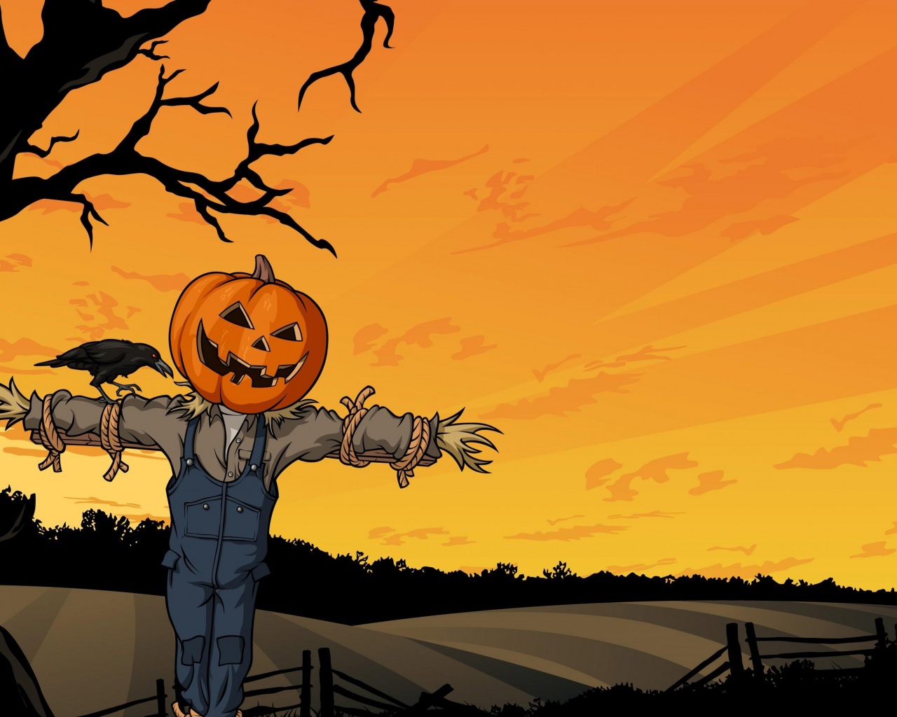 Halloween Scarecrow In The Field