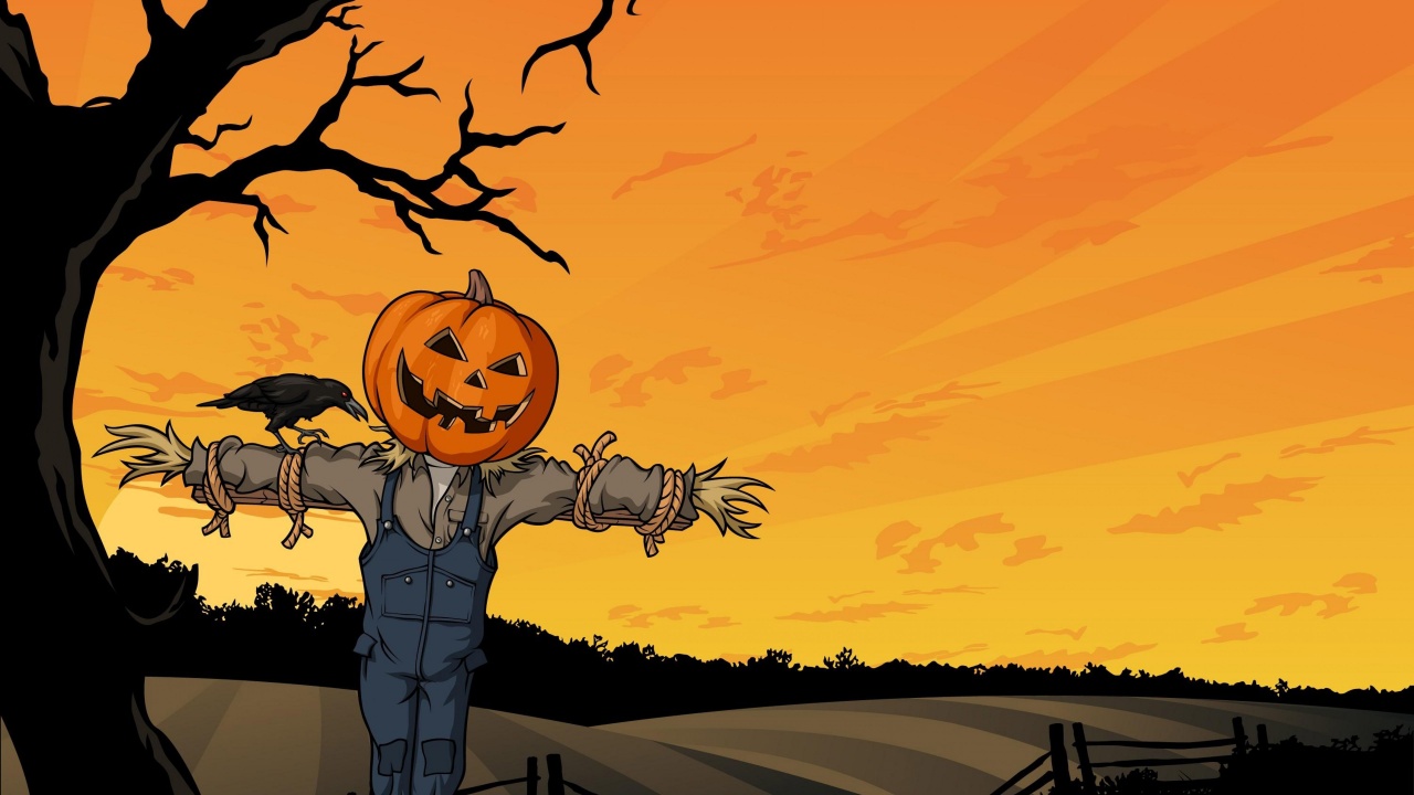 Halloween Scarecrow In The Field