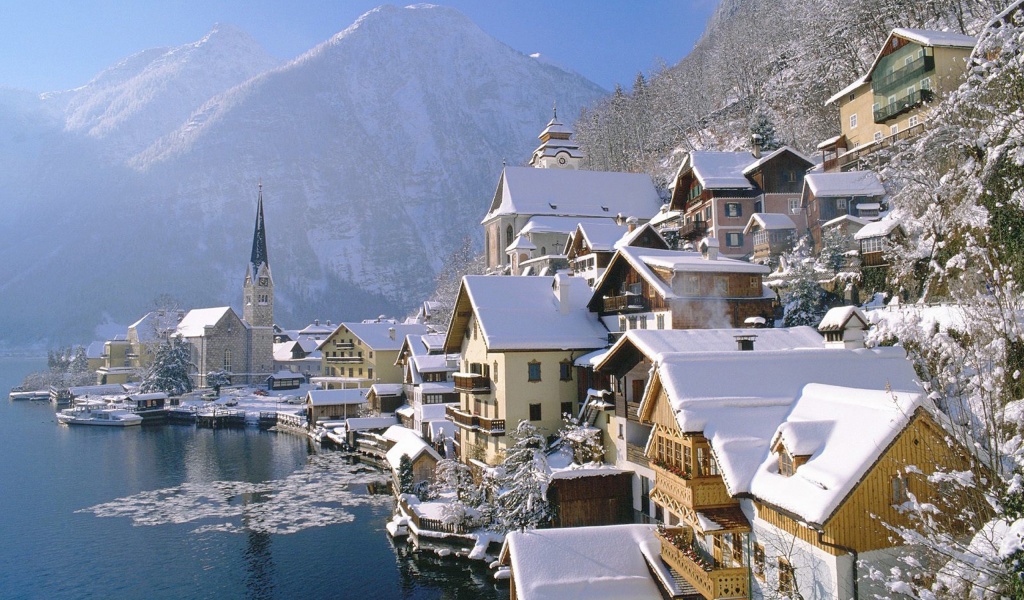 Hallstatt Austria Winter Village Salzkammergut Resort Mountains
