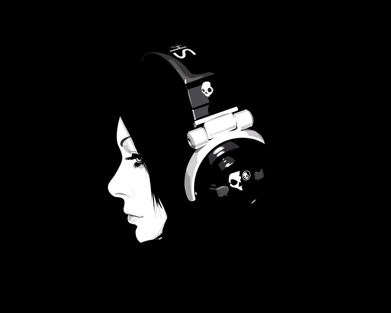 Headphones Girl Black