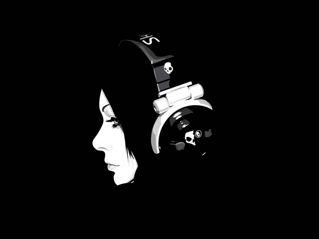 Headphones Girl Black