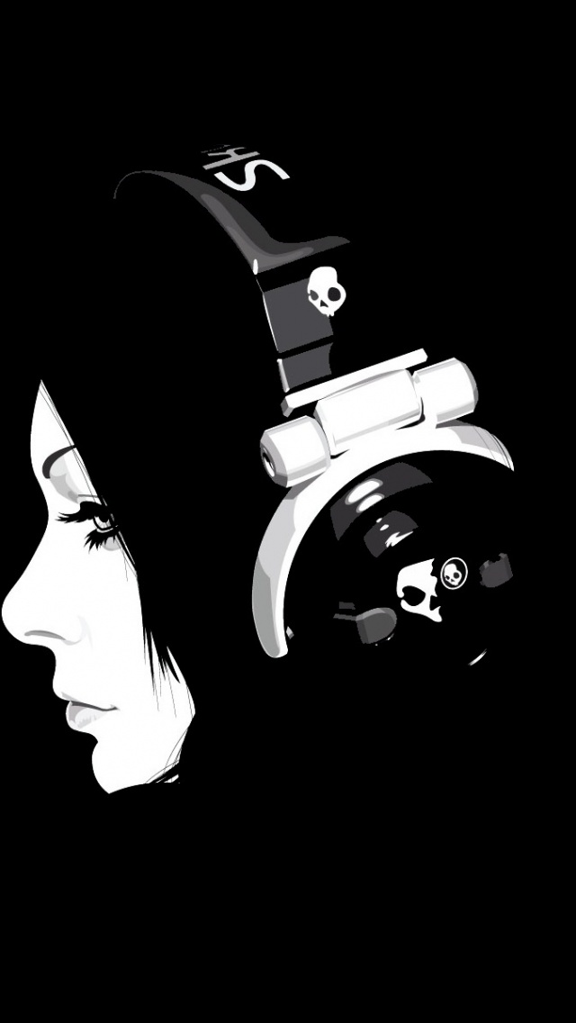 Headphones Girl Black