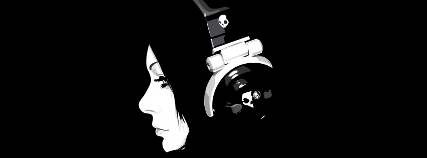 Headphones Girl Black