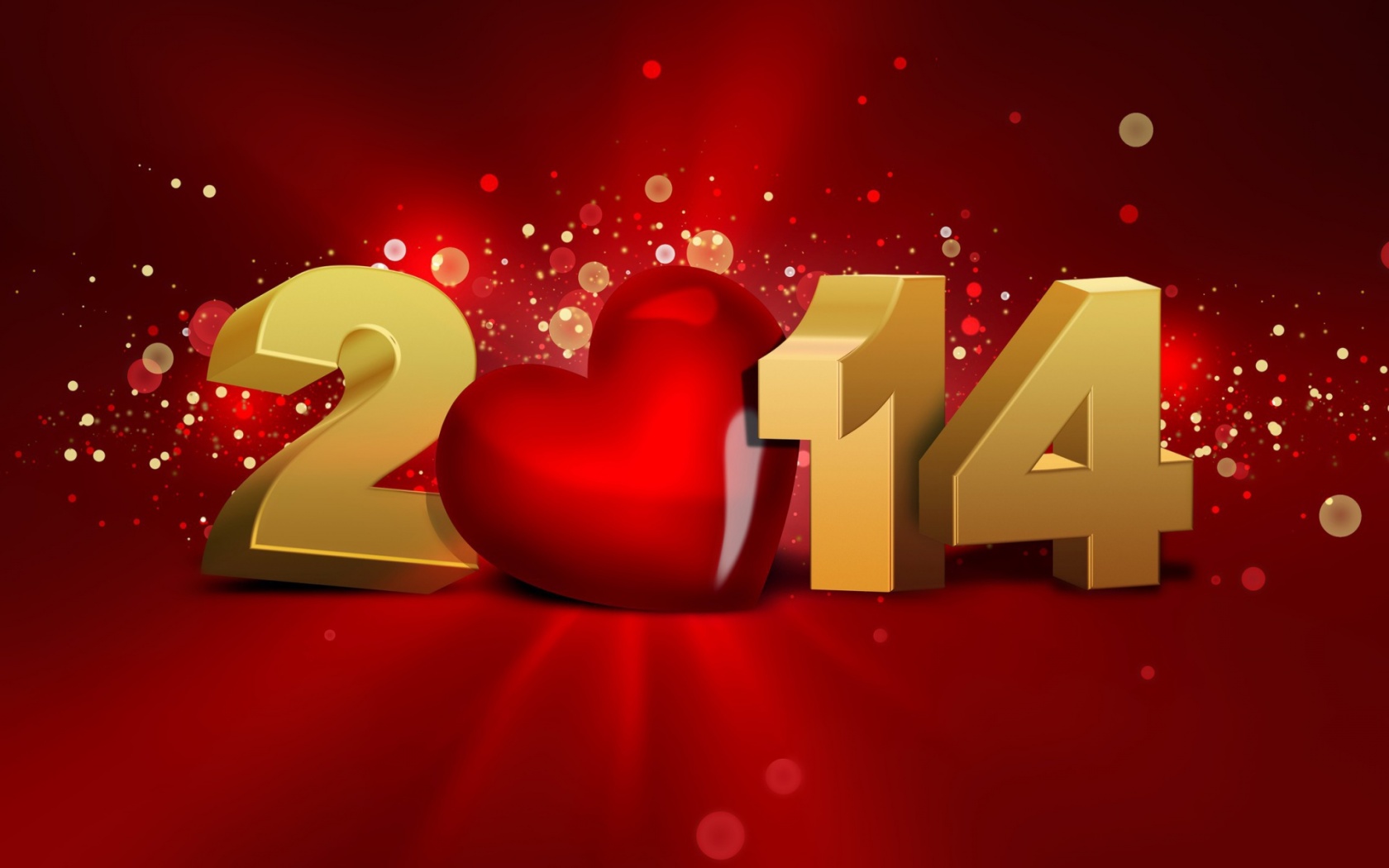 Heart And 3d Happy New Year 2014