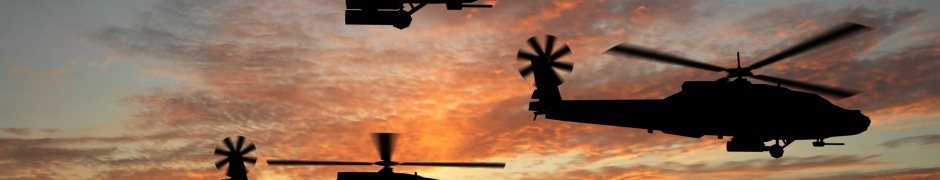 Helicopter Flight At Sunset