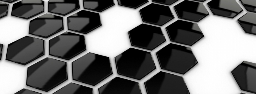 Hexagons Black White