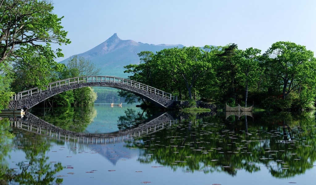 Hokkaido Japan Park Bridge Lake Scenary Nature
