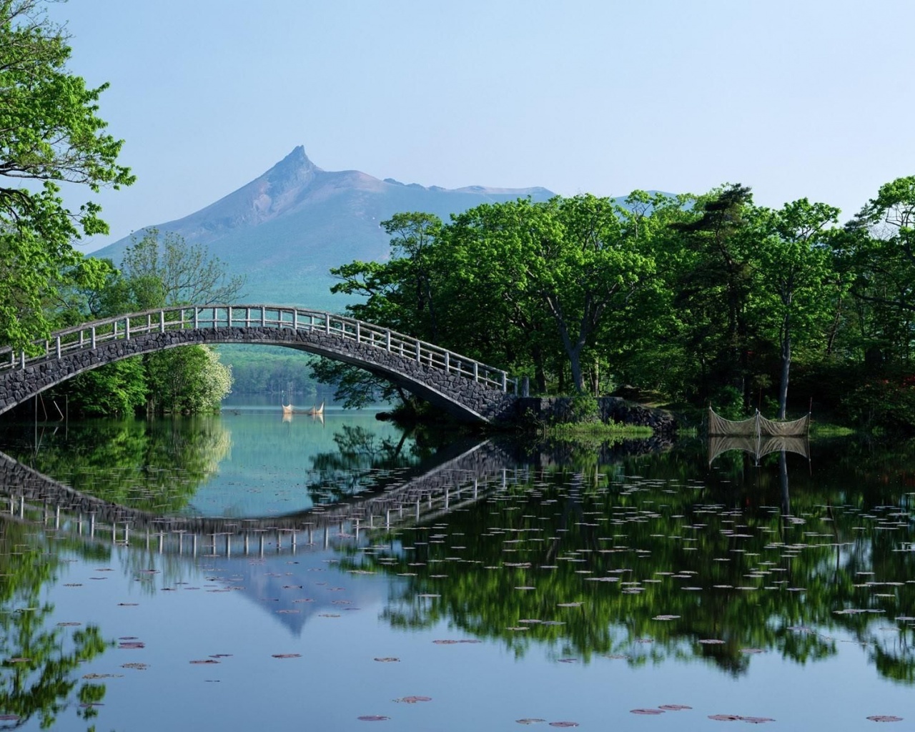 Hokkaido Japan Park Bridge Lake Scenary Nature