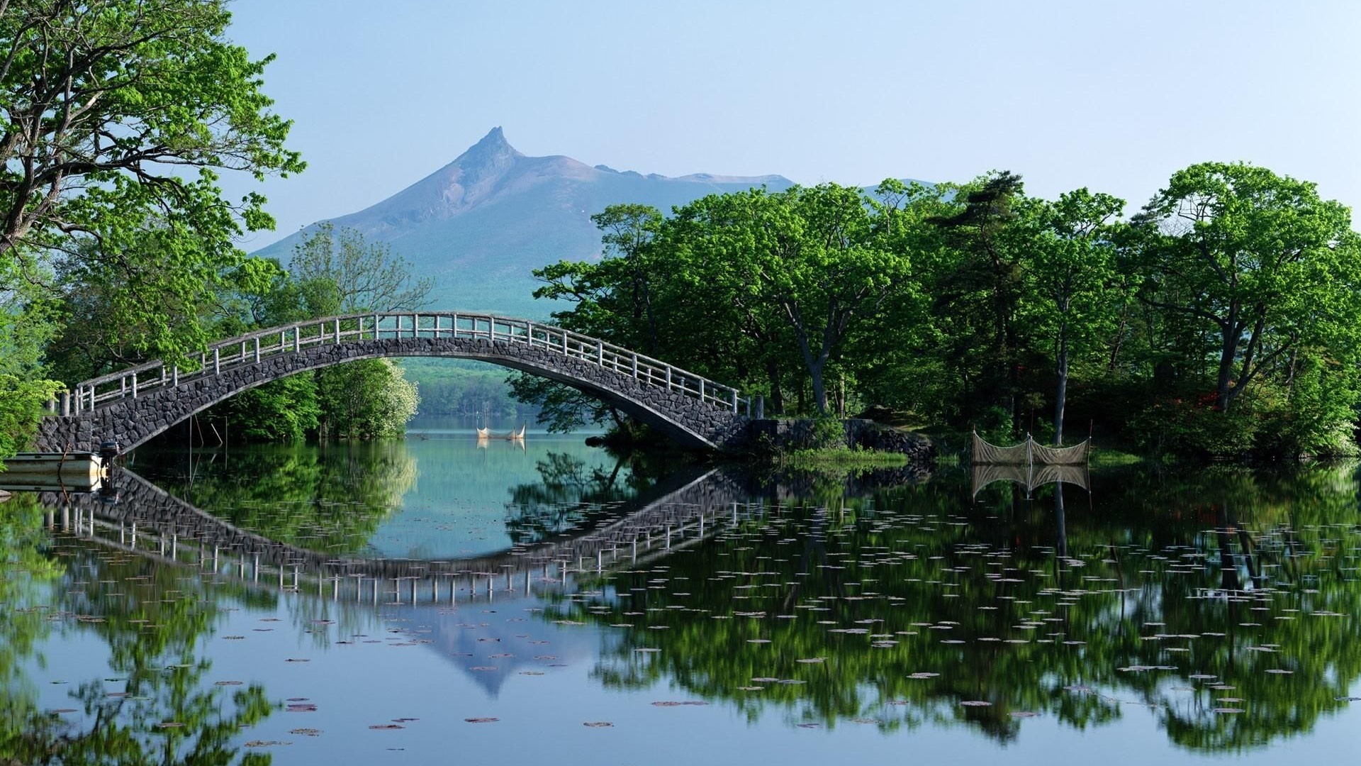 Hokkaido Japan Park Bridge Lake Scenary Nature