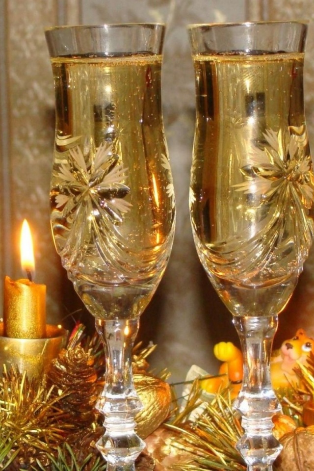 Holiday Champagne Candles Needles Thread New Year