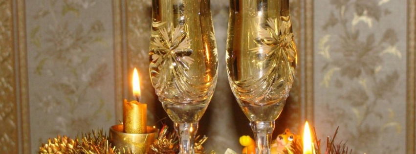 Holiday Champagne Candles Needles Thread New Year