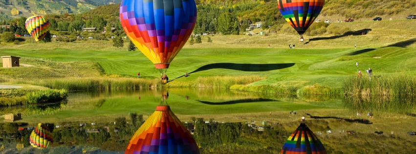 Hot Air Balloons Lake Reflection