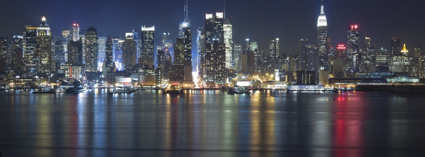 Hudson Lights Lights Night Reflections River Skyline