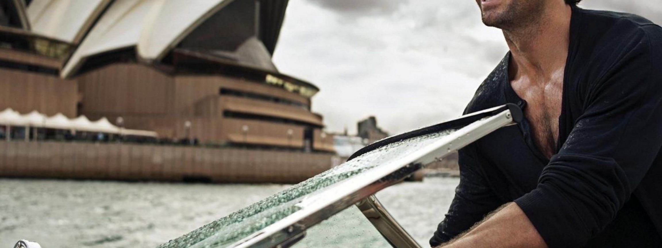 Hugh Jackman On A Boat In Sydney