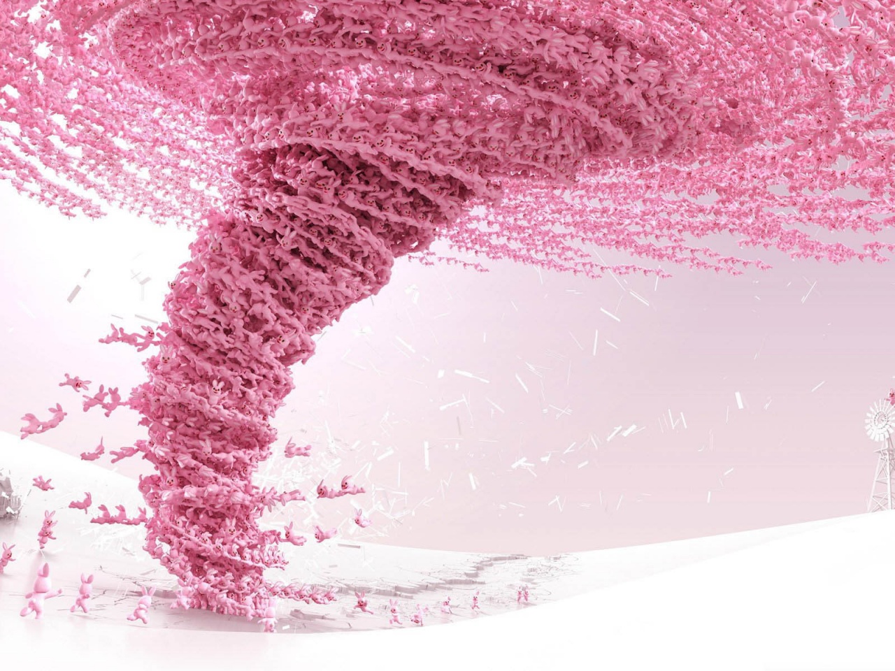 Hundreds Of Small Pink Rabbits