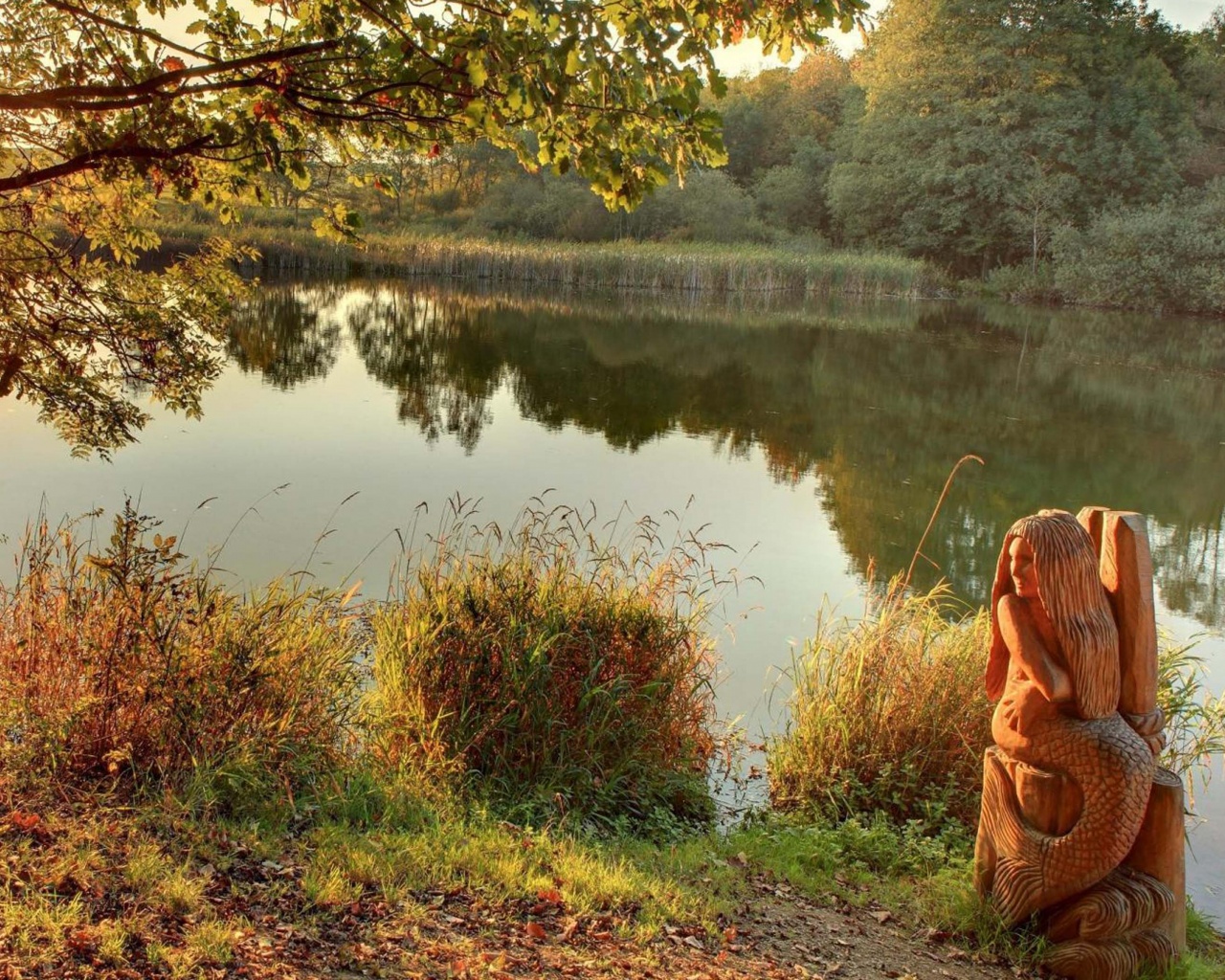 Idyll With Mermaid Holzmaar Saxler Rhineland Palatinate Germany