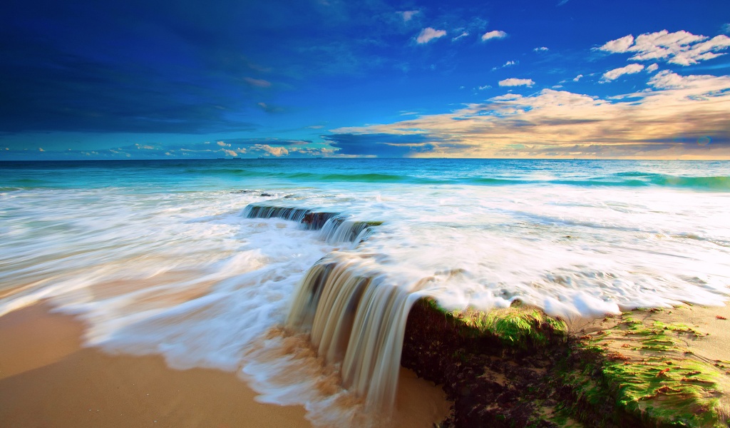 Incoming Wave On Tropical Beach