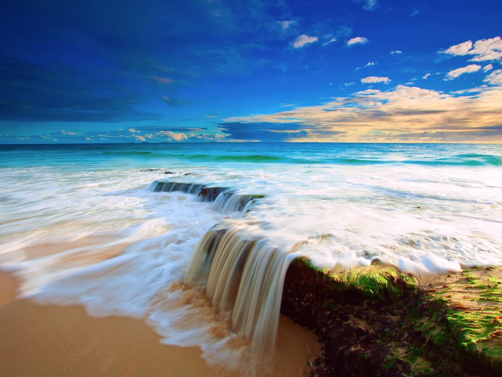 Incoming Wave On Tropical Beach