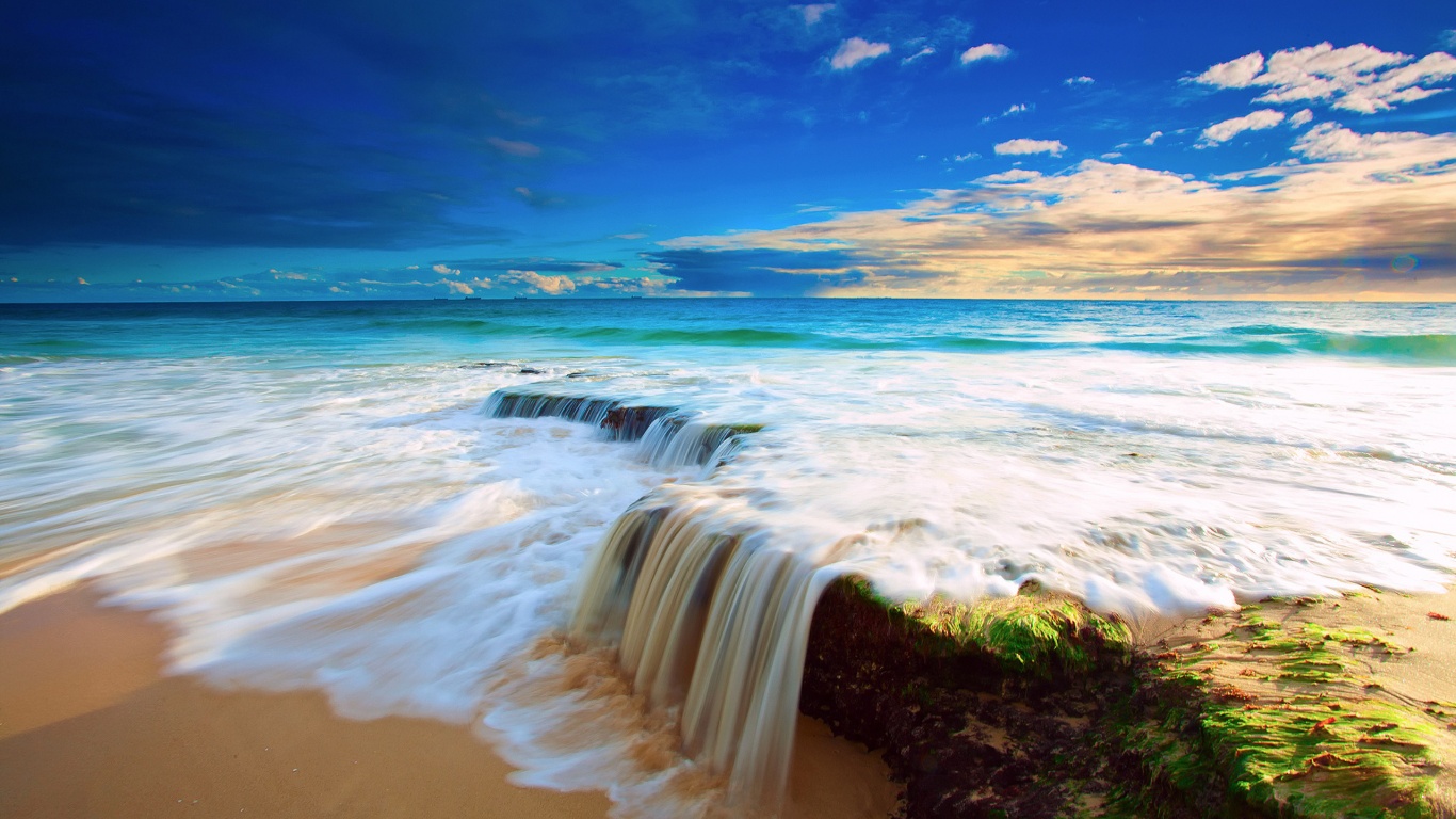 Incoming Wave On Tropical Beach