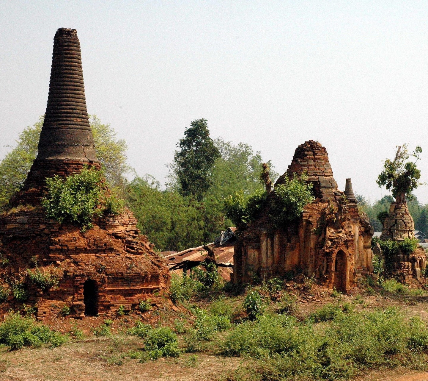 Indein Stupa Complex Ancient Ruins Buildings Burma