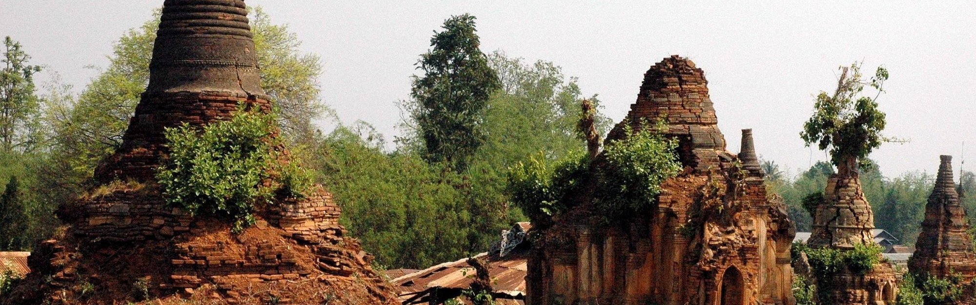 Indein Stupa Complex Ancient Ruins Buildings Burma