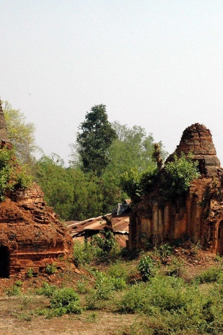 Indein Stupa Complex Ancient Ruins Buildings Burma