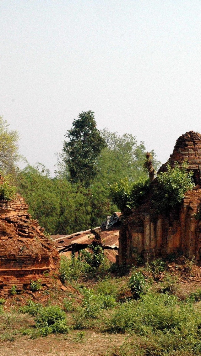 Indein Stupa Complex Ancient Ruins Buildings Burma