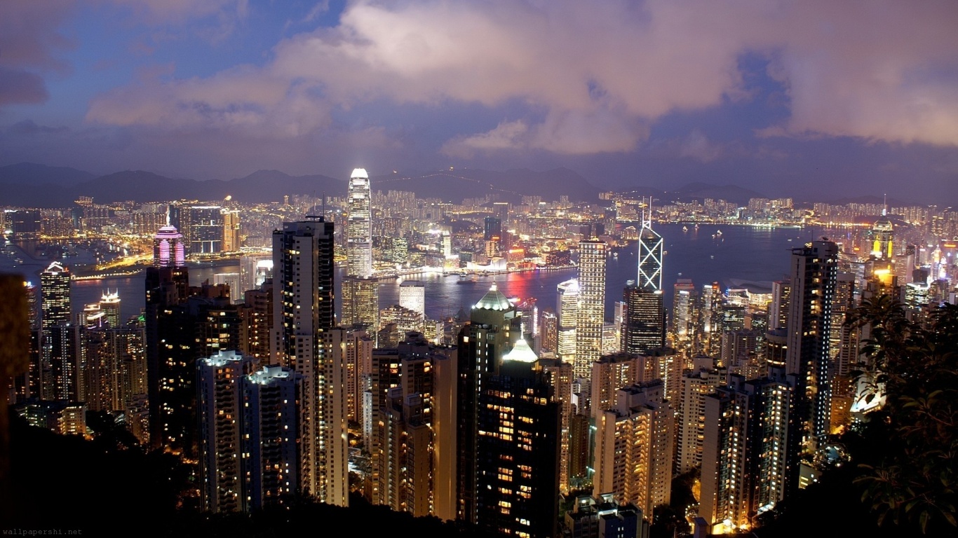 Ingapore Asia Skyscrapers Building Metropolis Night City Landscape