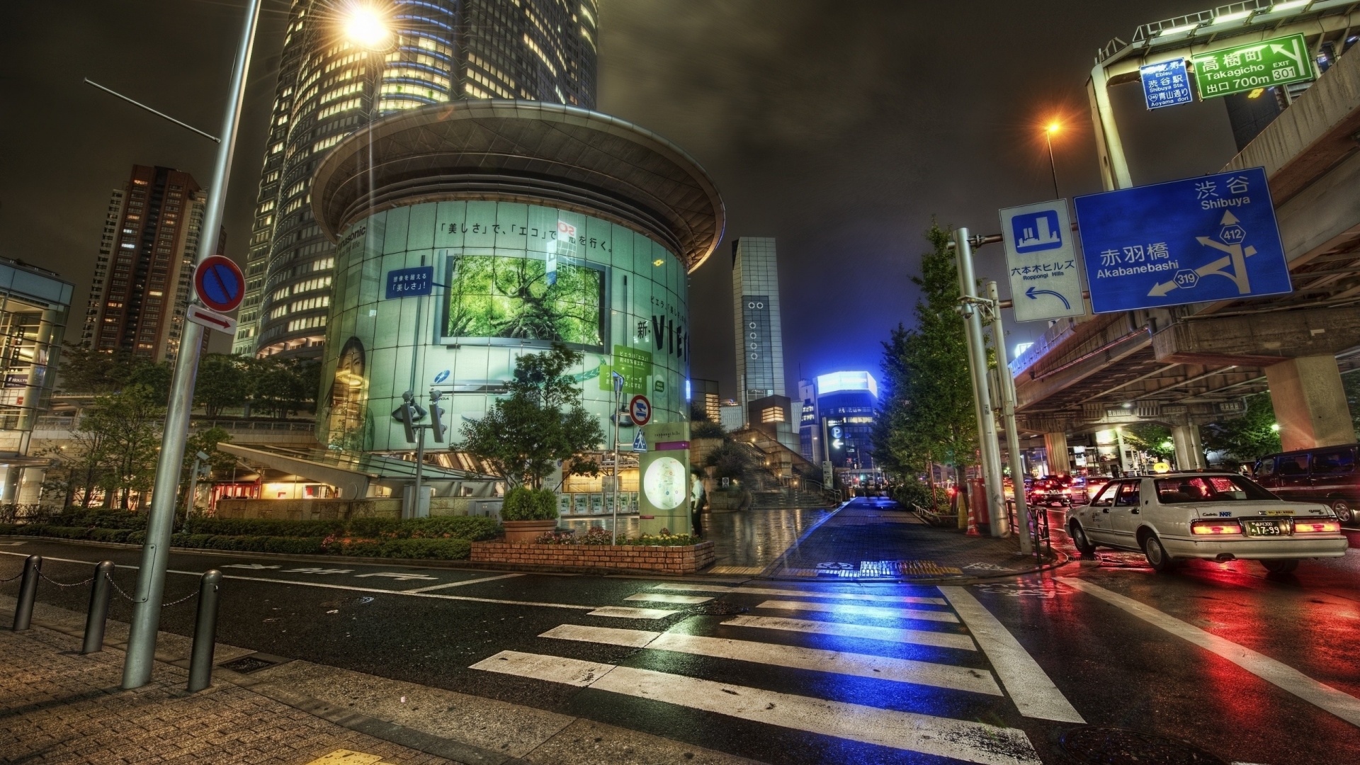 Japan Street Road Night Metropolis City Landscape