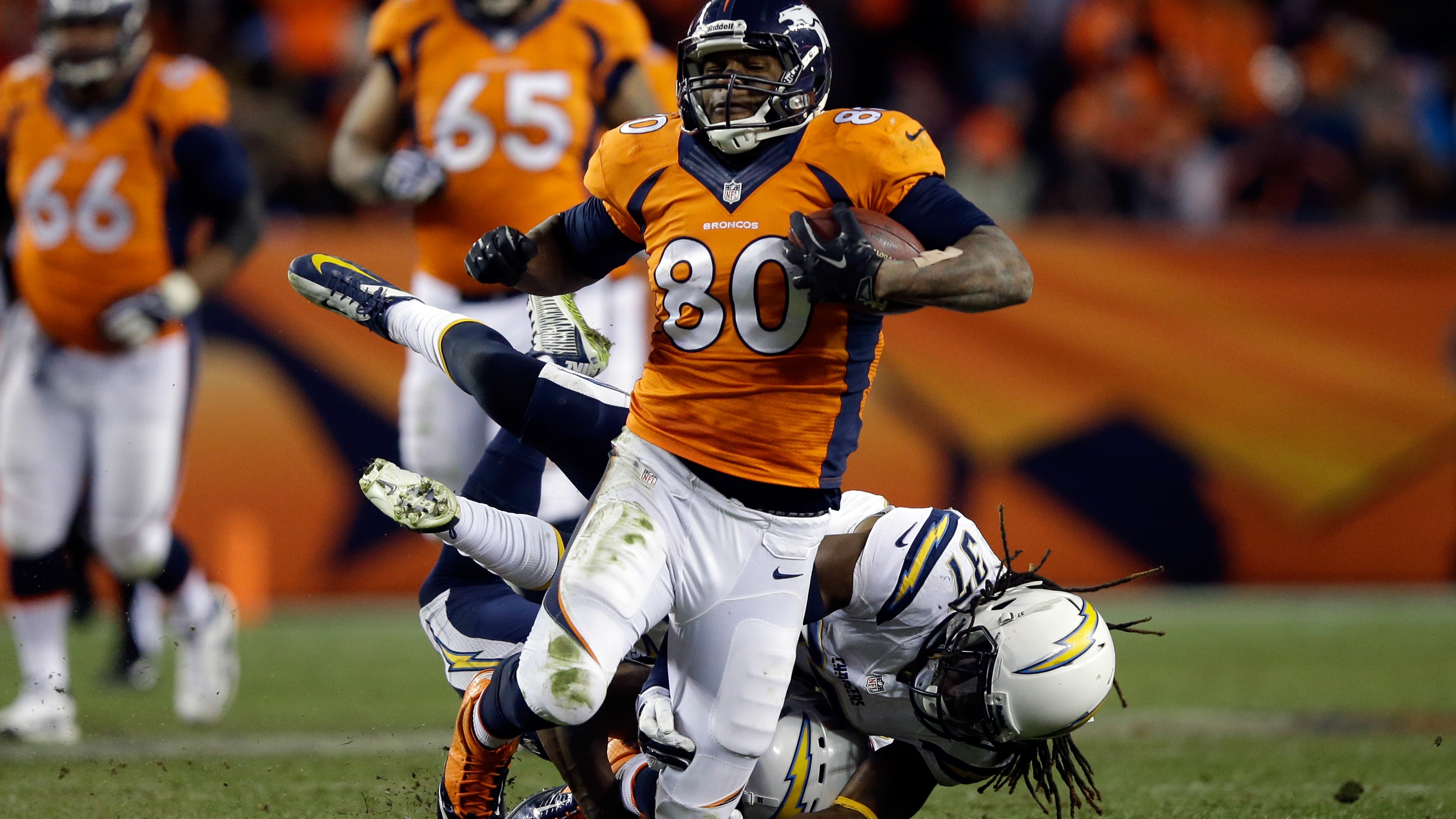 Julius Thomas Is Tackled By Addae