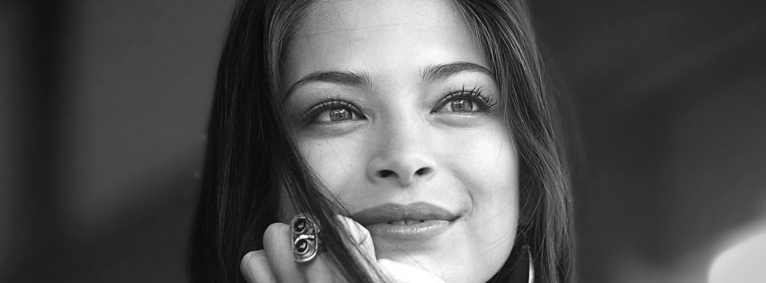 Kristin Kreuk Brunette Look Model Smile Black And White