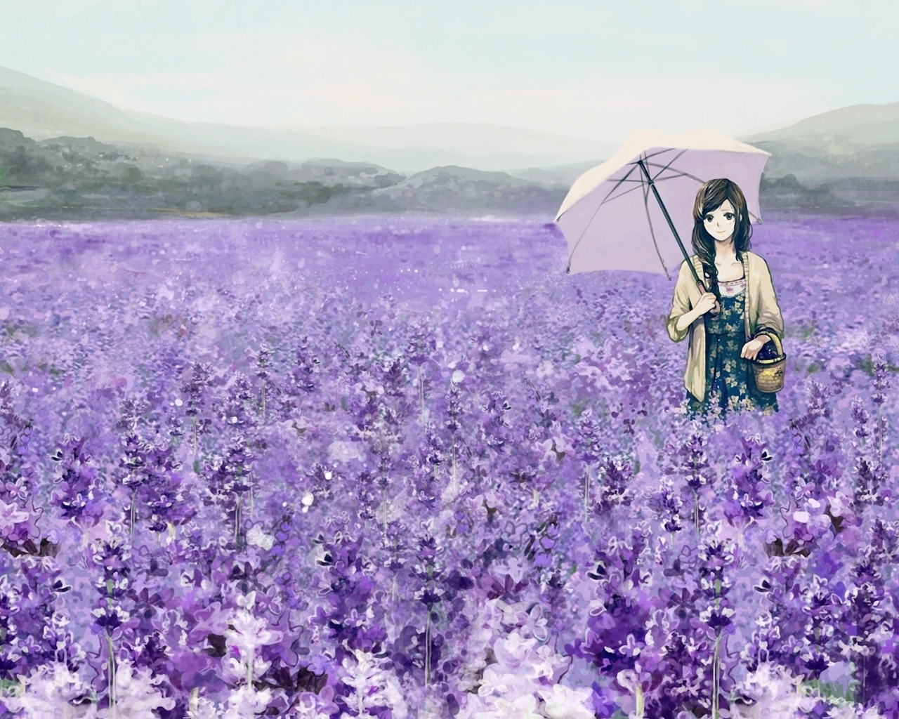 Lavender And Girl Anime
