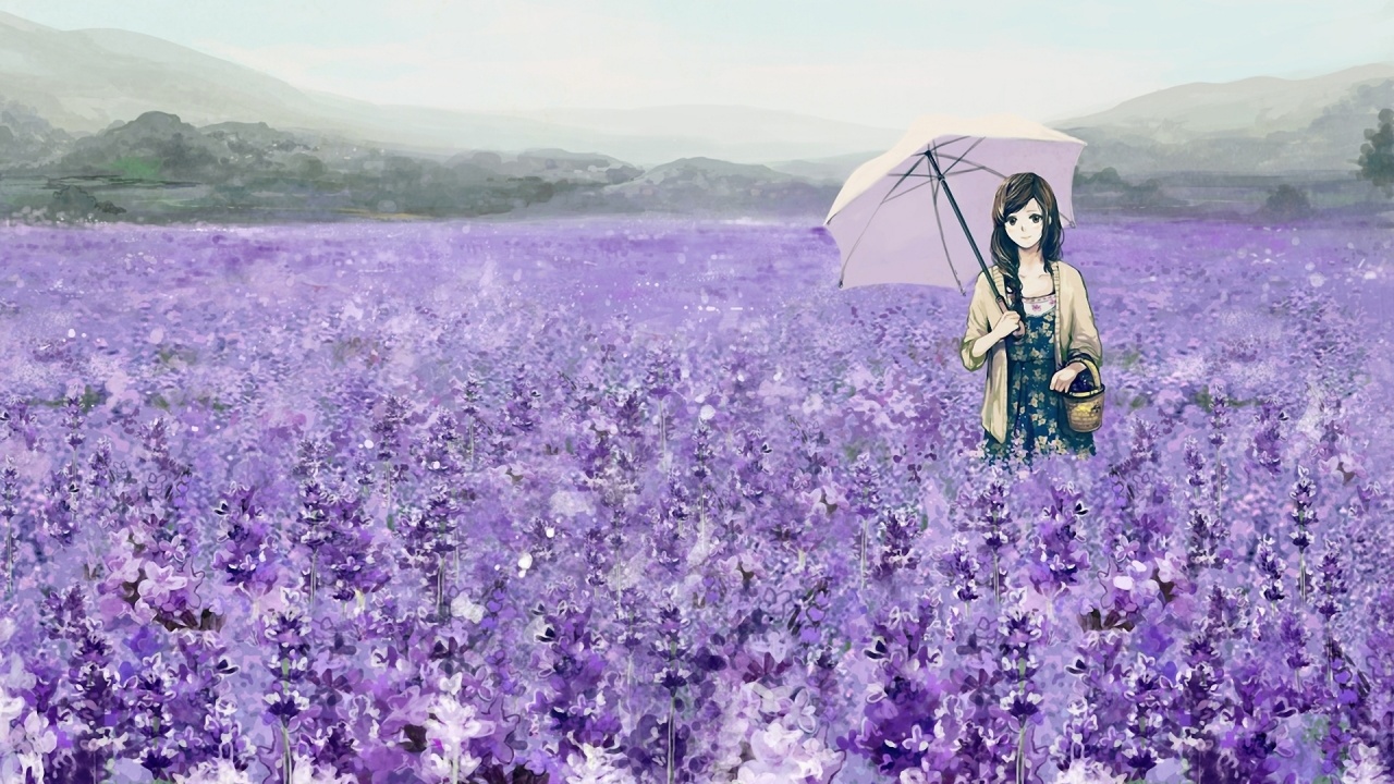 Lavender And Girl Anime