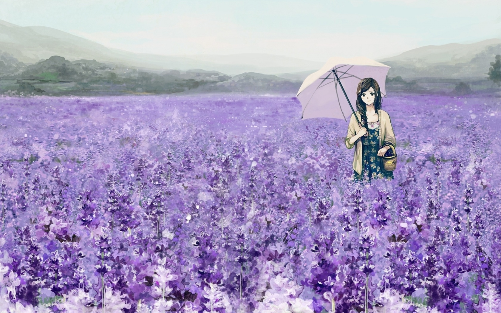 Lavender And Girl Anime