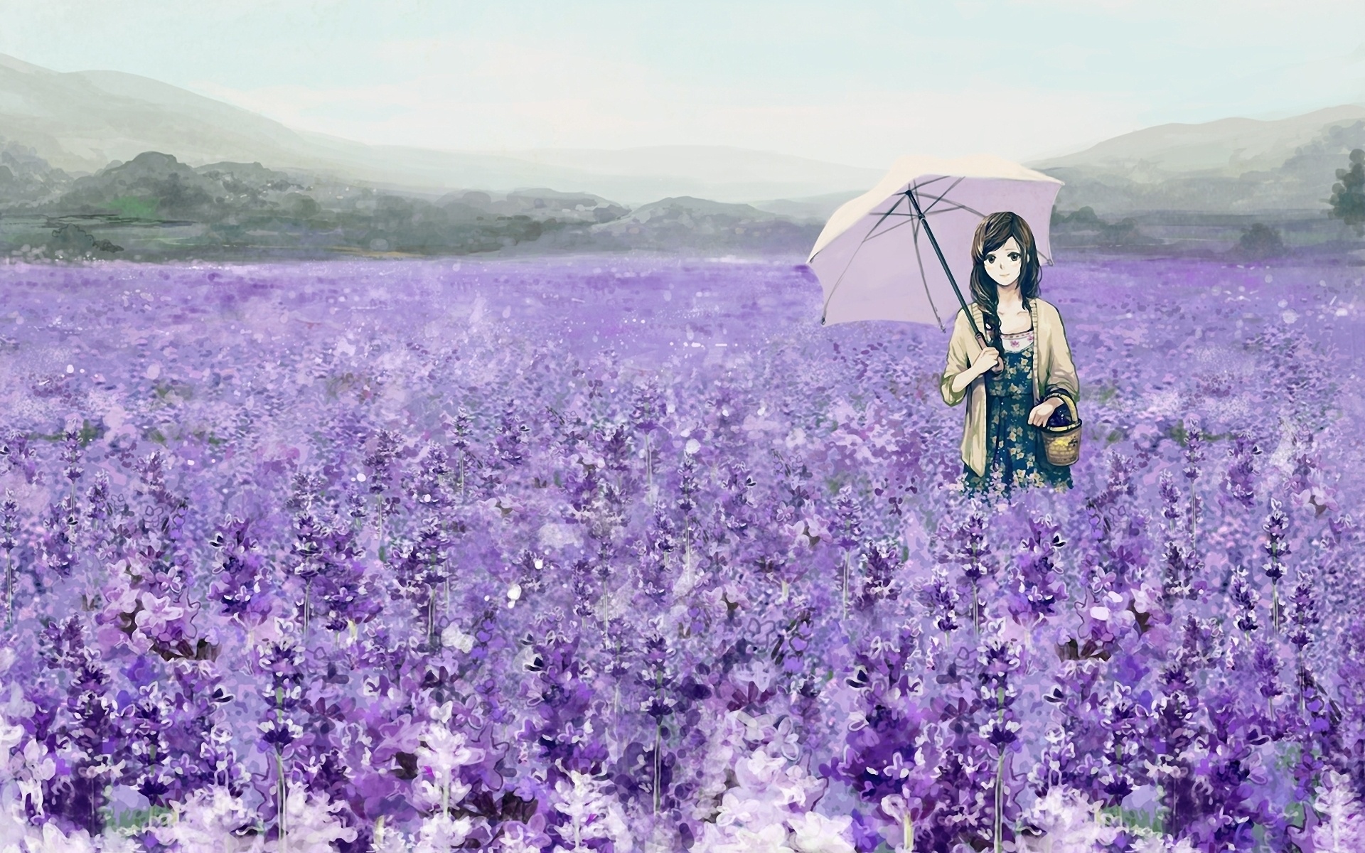 Lavender And Girl Anime