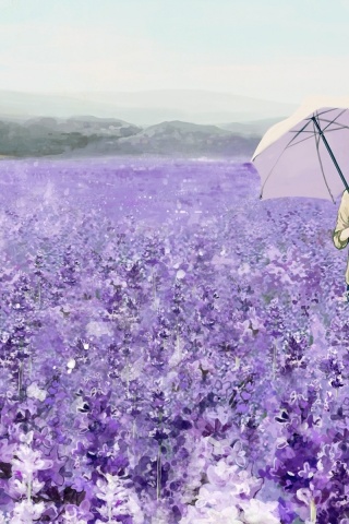 Lavender And Girl Anime