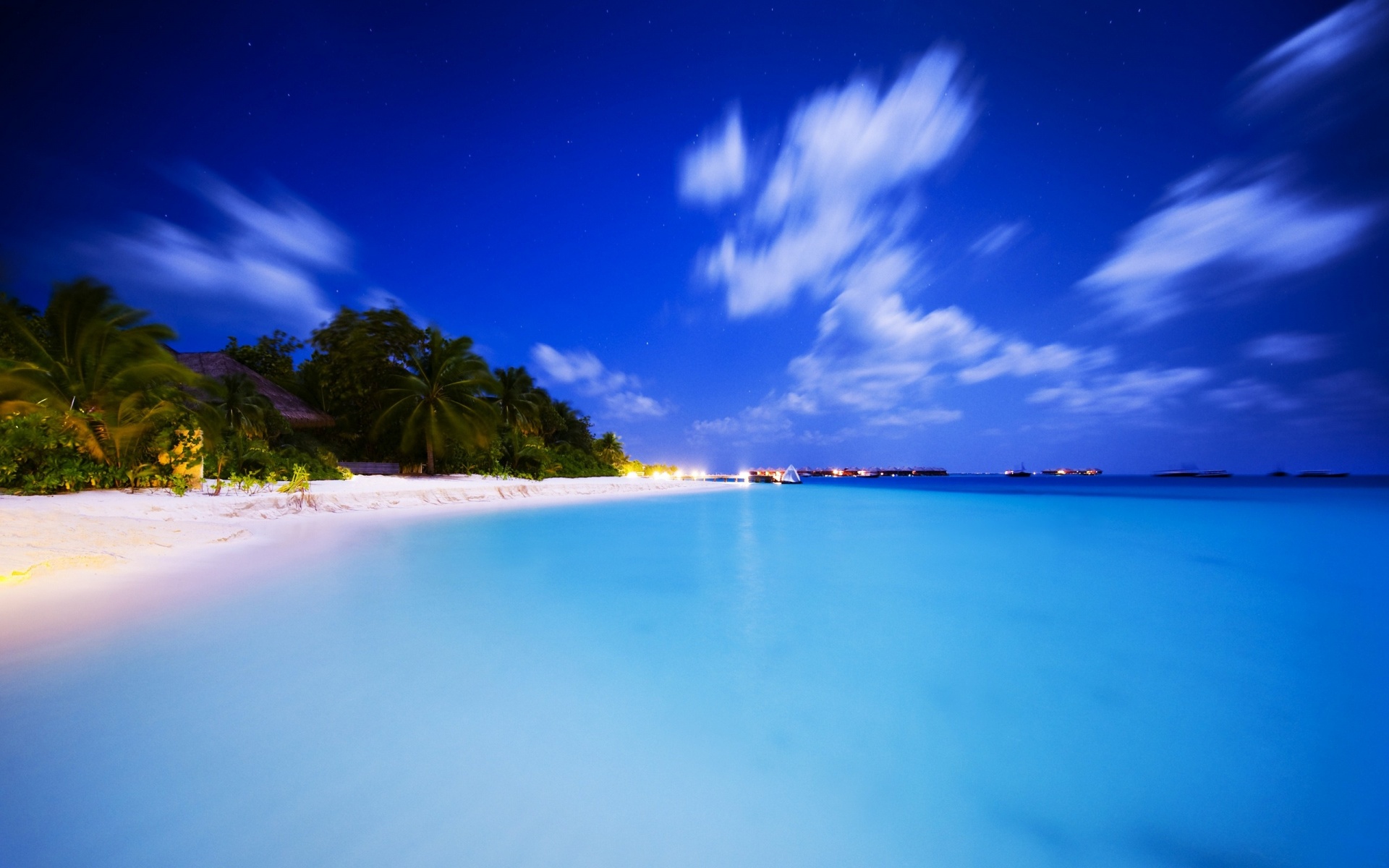 Maldives Night Island Beach Ocean Holiday Landscape