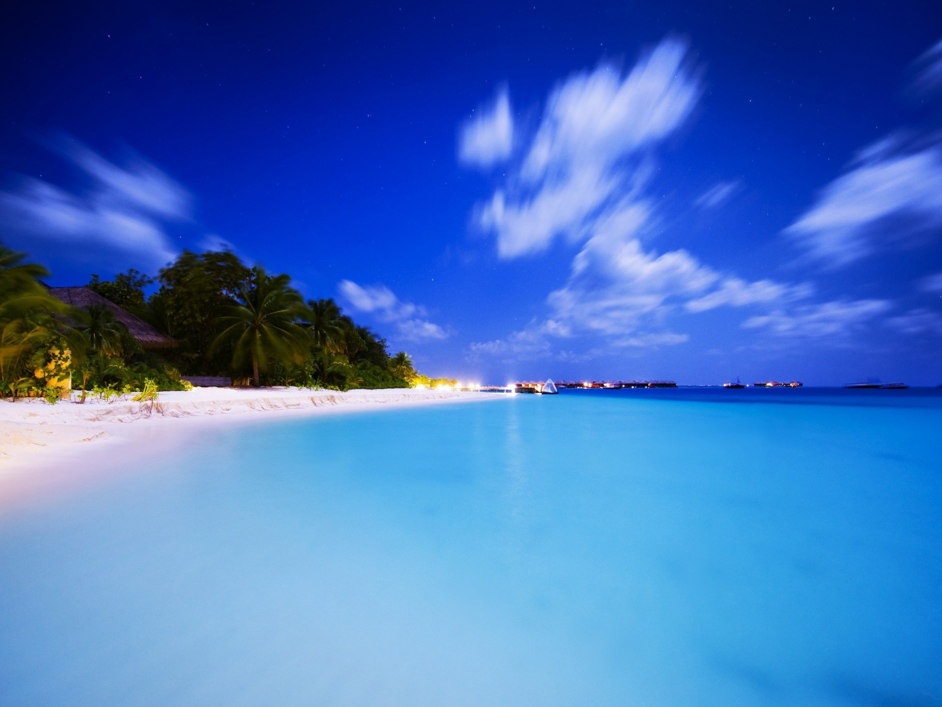 Maldives Night Island Beach Ocean Holiday Landscape