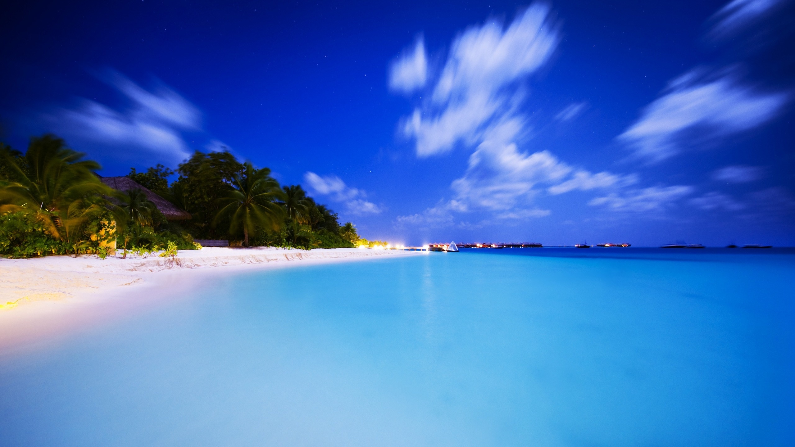 Maldives Night Island Beach Ocean Holiday Landscape