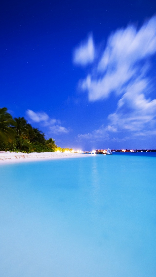 Maldives Night Island Beach Ocean Holiday Landscape