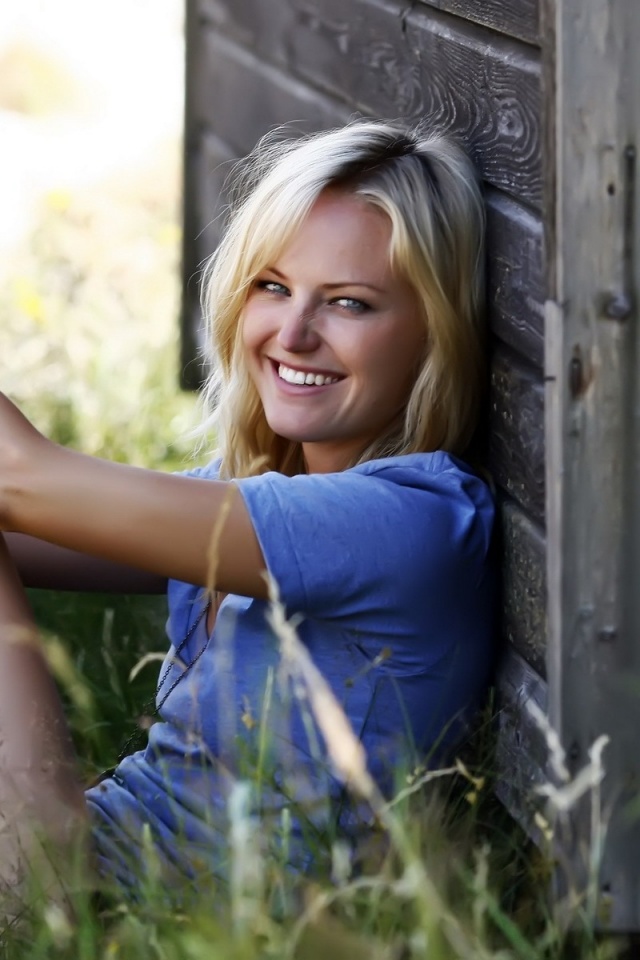 Malin Akerman Blonde Smile Grass Wall