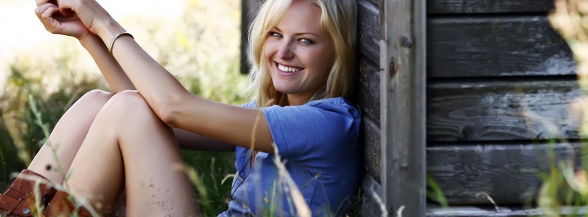 Malin Akerman Blonde Smile Grass Wall