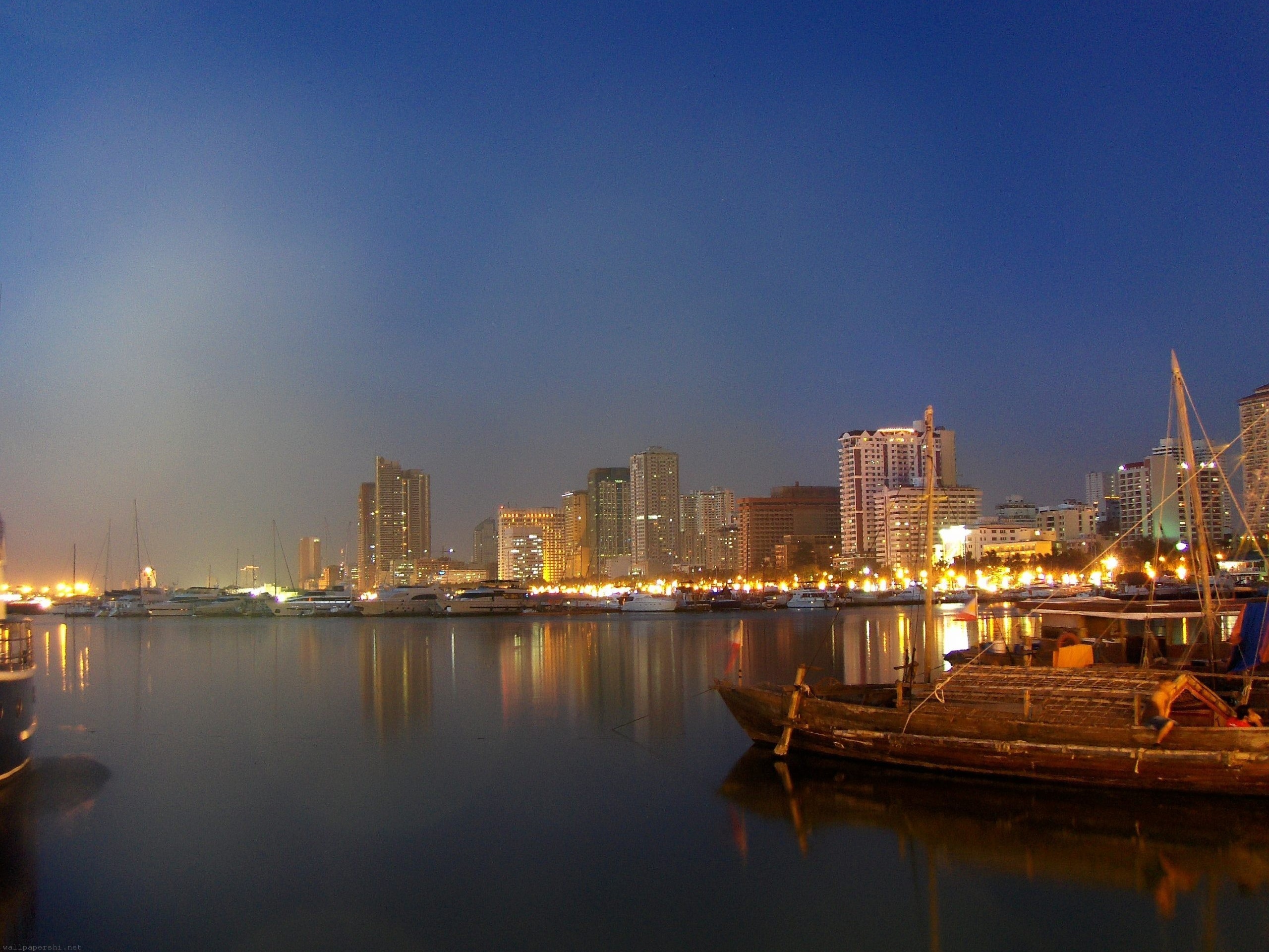 Manila Skyline By Night Pasay City Metro Manila Philippines