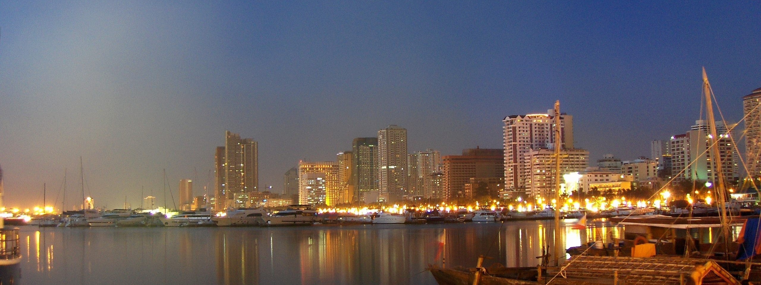 Manila Skyline By Night Pasay City Metro Manila Philippines