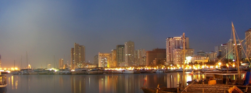 Manila Skyline By Night Pasay City Metro Manila Philippines