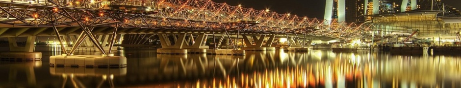 Marina Bay Sands Hotel Bridge Night River Singapore