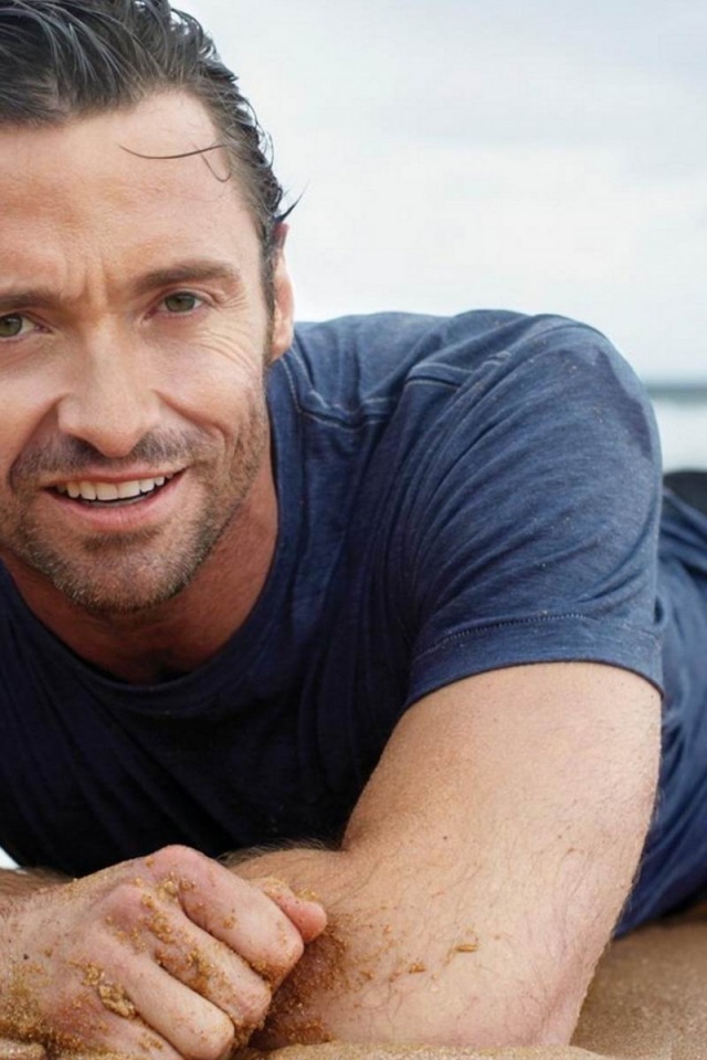 Men Male Celebrity Hugh Jackman On The Beach