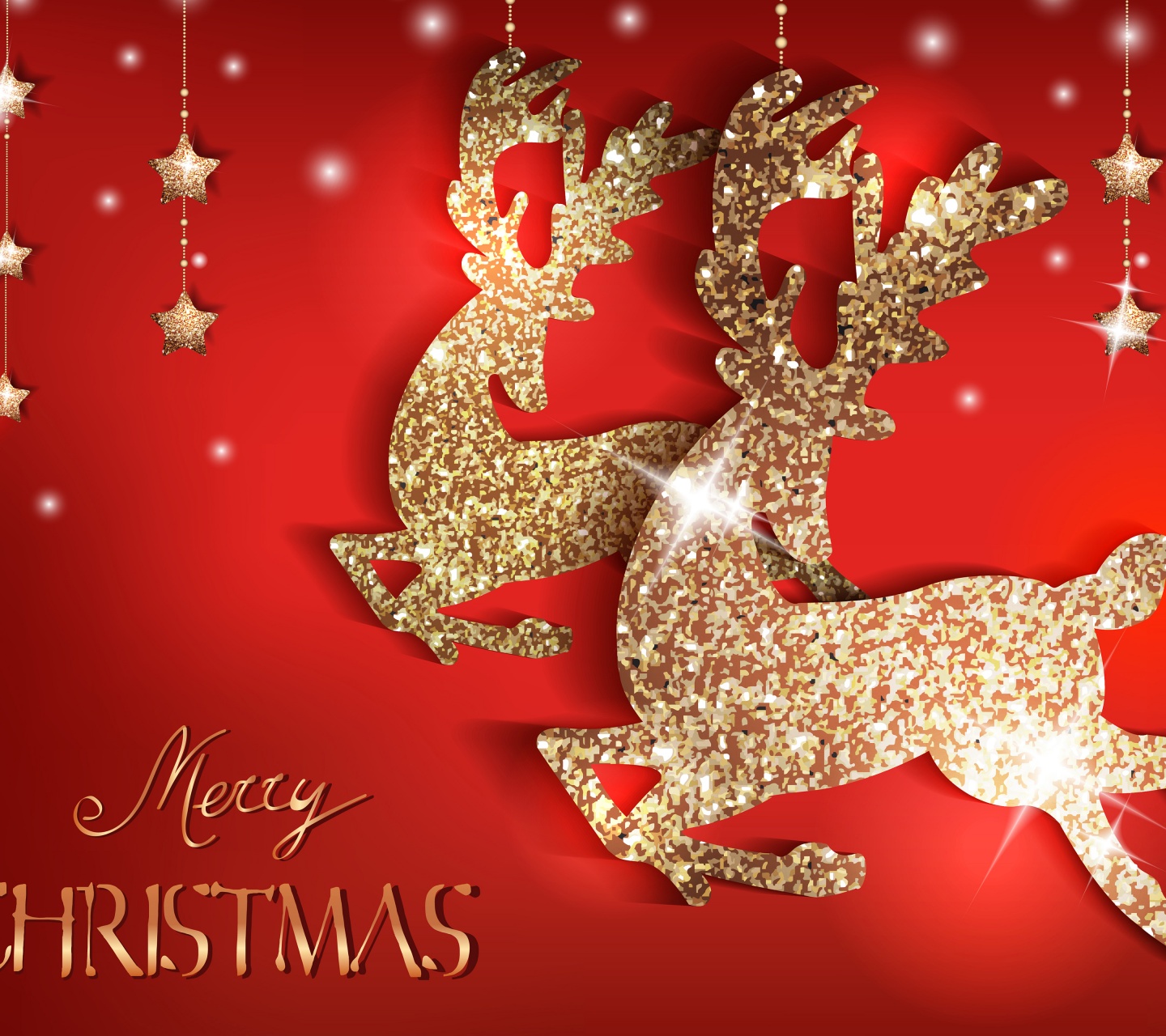 Merry Christmas Deer Golden Red
