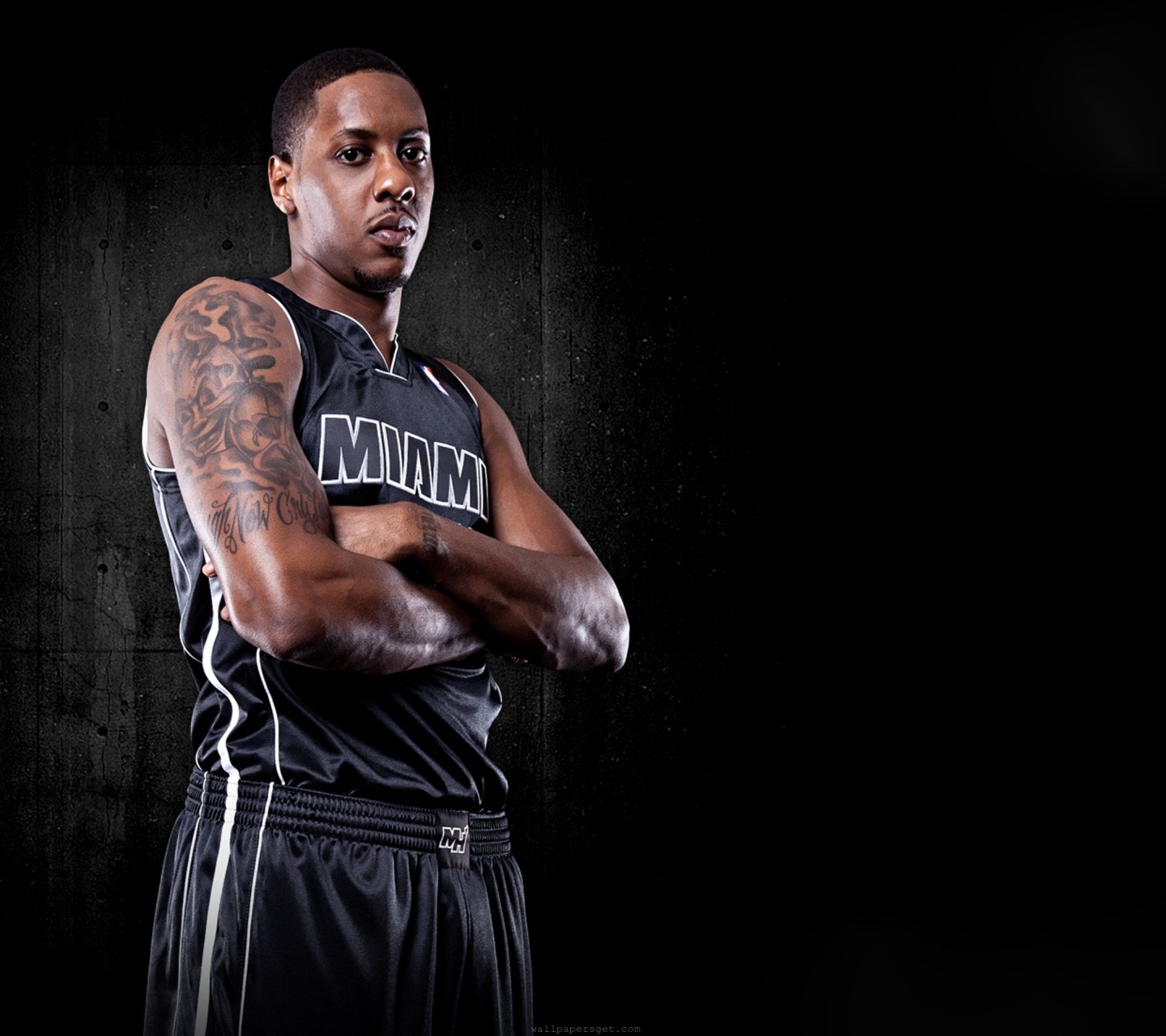 Miami Heat Nba American Basketball Black Uniforms Mario Chalmers